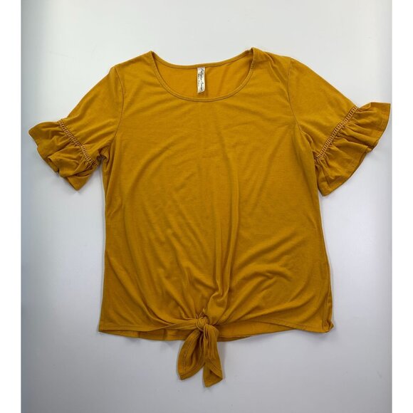 Per Seption Concept Women's S Mustard Knotted Top - Picture 1 of 3